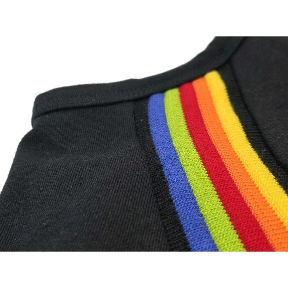 Gilda Marx VTG 80s Cotton Rainbow Stripe LS Leotard Child 12/14 Black NWT